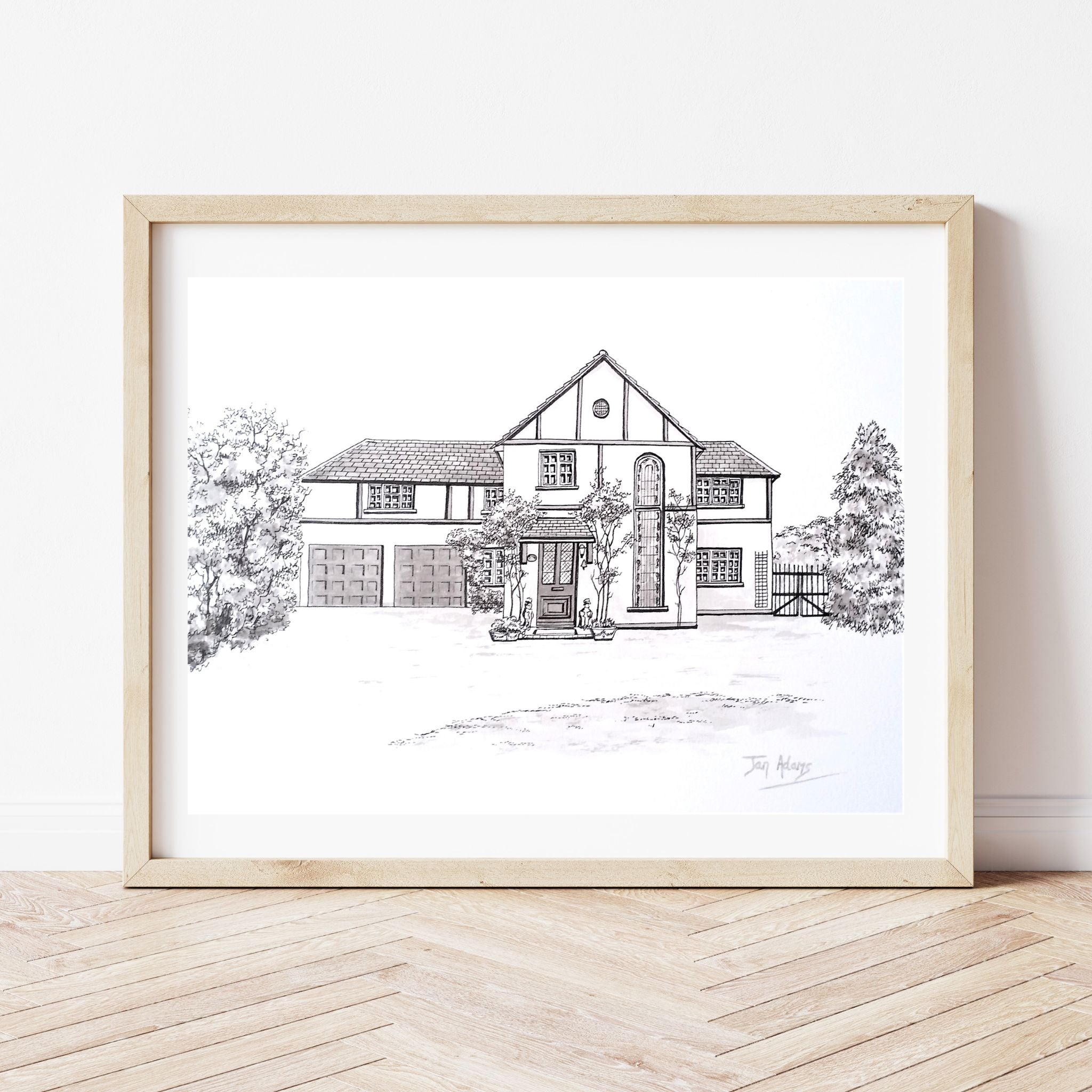 Printable Custom House Drawing/ House store Sketch/ Pen and Ink House Illustration/ Realtor Gift